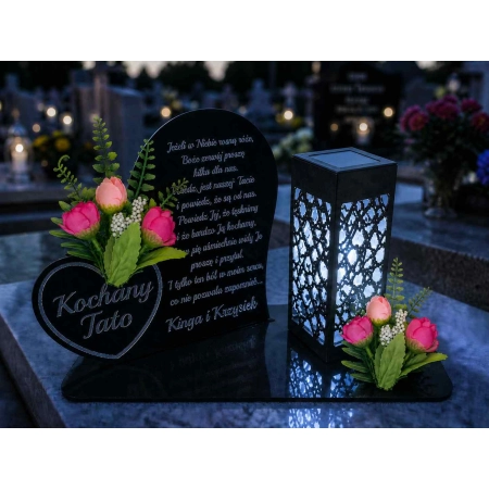 Podstawka-pod-znicz-Kochany-Tato-statuetka-serce-XXL-30cm-plus-lampion-solarny-na-Dzien- Ojca-kwiaty-rozowo-lososiowe-3